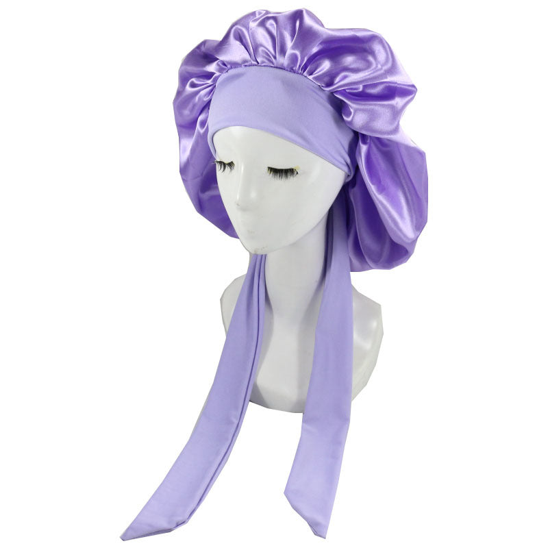 Women Silk Bonnet Home Curly Hair Sleeping Cap Lady Turban Hat