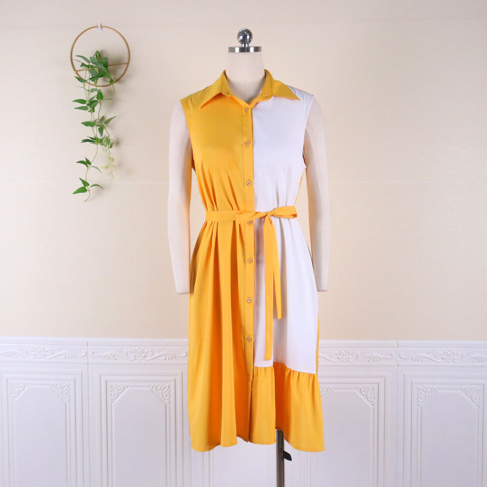 Plus Size Dress Women Sleeveless Vacation Shirt Dresses