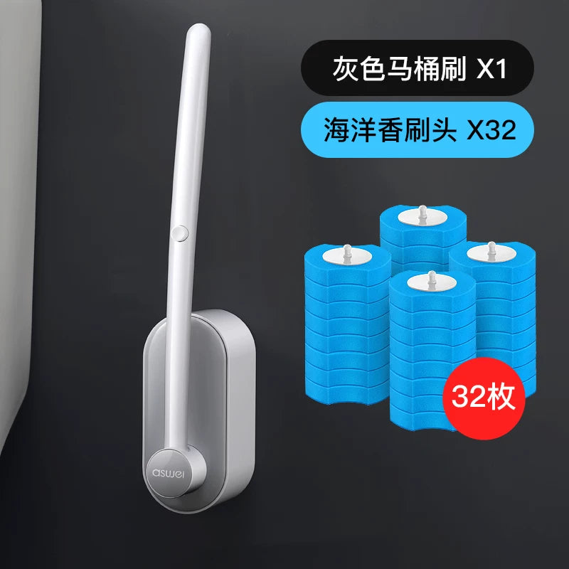 No Dead Angle Replacement Head Wall-Mounted Wash Toilet Brush