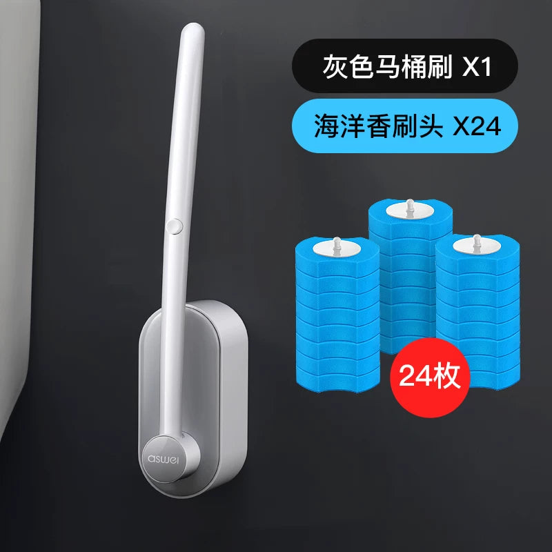 No Dead Angle Replacement Head Wall-Mounted Wash Toilet Brush