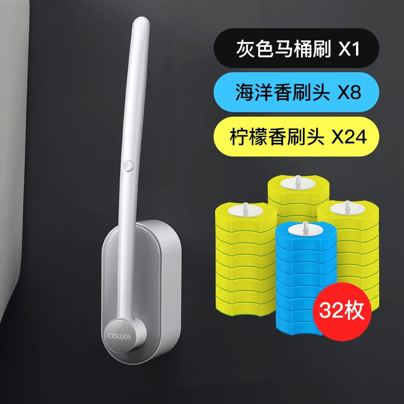 No Dead Angle Replacement Head Wall-Mounted Wash Toilet Brush