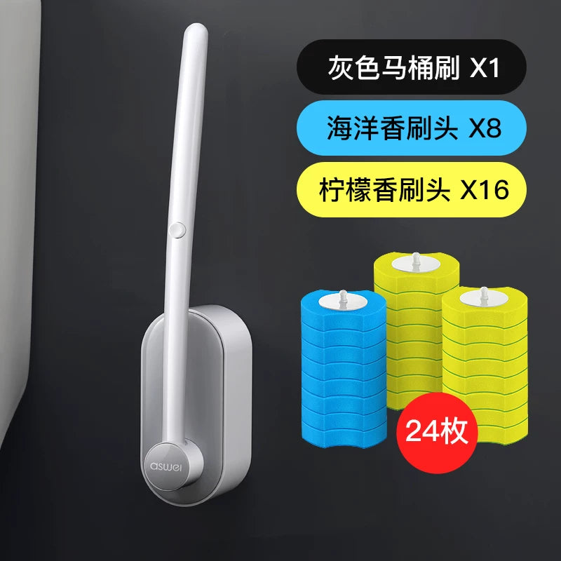 No Dead Angle Replacement Head Wall-Mounted Wash Toilet Brush