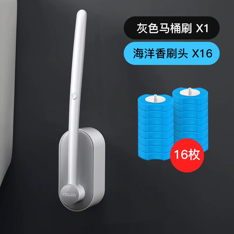 No Dead Angle Replacement Head Wall-Mounted Wash Toilet Brush