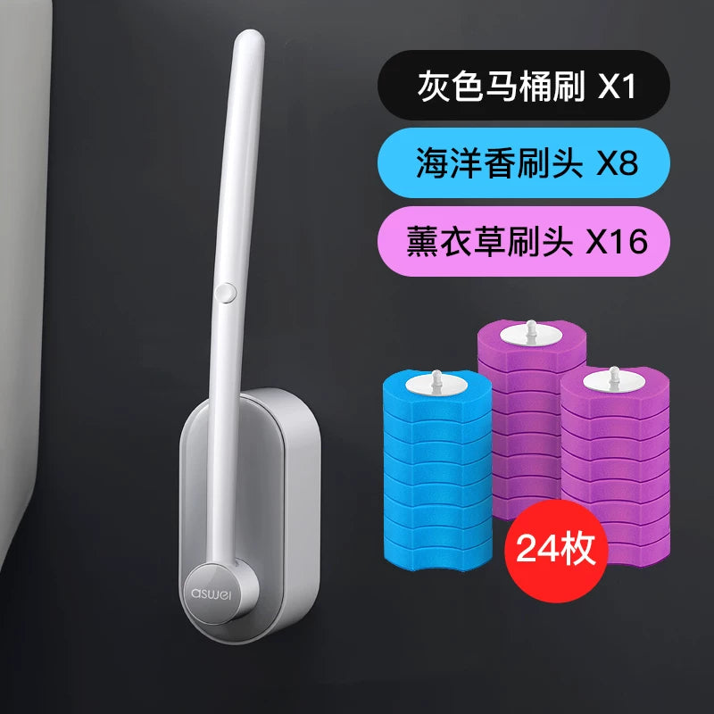 No Dead Angle Replacement Head Wall-Mounted Wash Toilet Brush