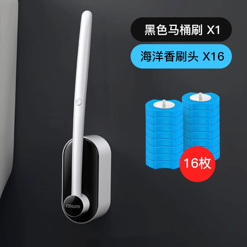 No Dead Angle Replacement Head Wall-Mounted Wash Toilet Brush