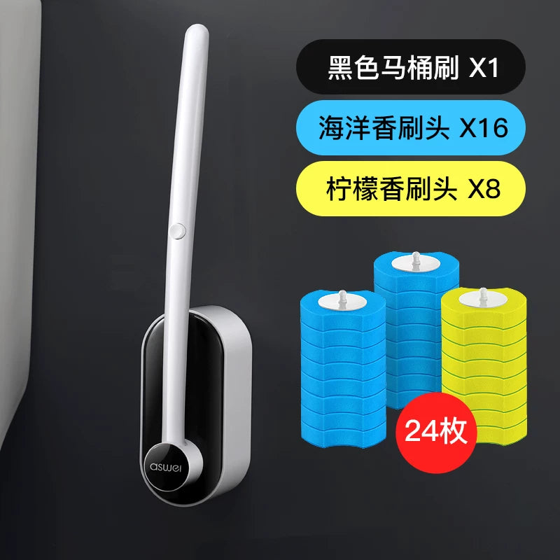 No Dead Angle Replacement Head Wall-Mounted Wash Toilet Brush