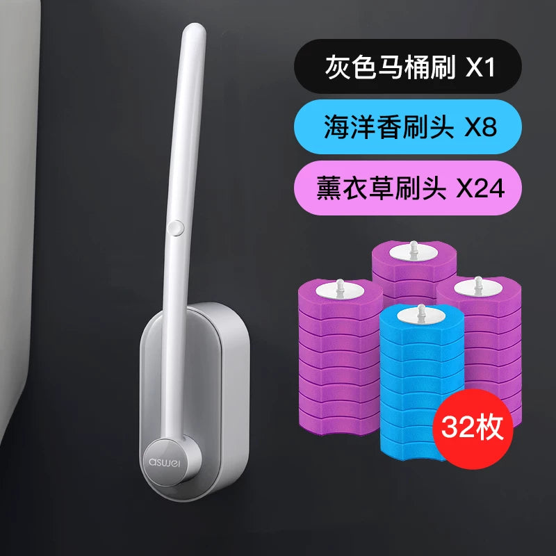 No Dead Angle Replacement Head Wall-Mounted Wash Toilet Brush