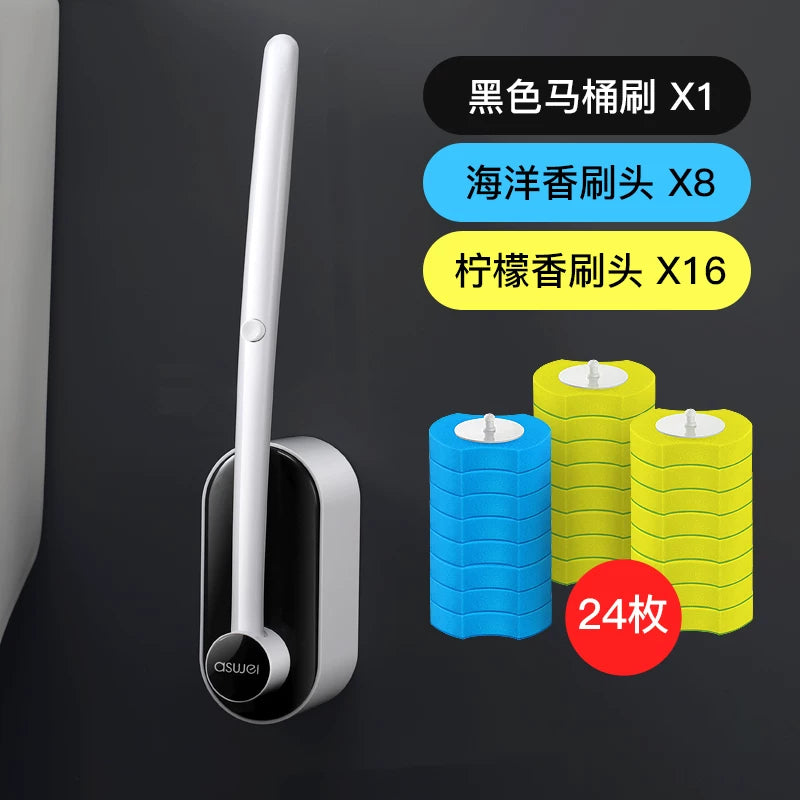 No Dead Angle Replacement Head Wall-Mounted Wash Toilet Brush