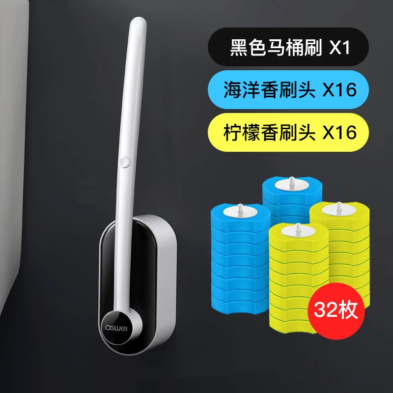 No Dead Angle Replacement Head Wall-Mounted Wash Toilet Brush