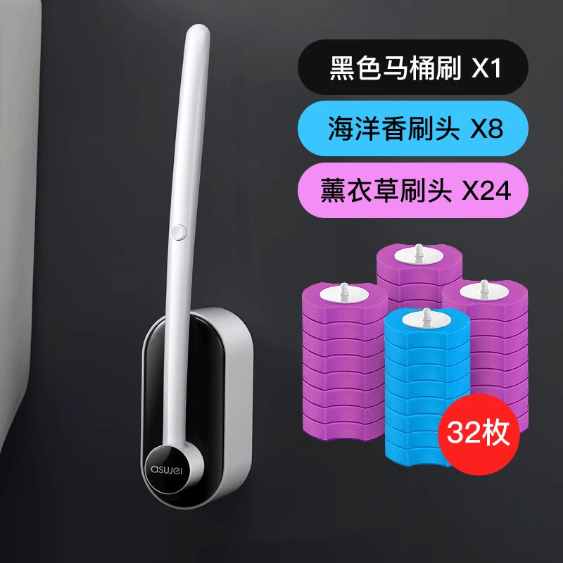 No Dead Angle Replacement Head Wall-Mounted Wash Toilet Brush