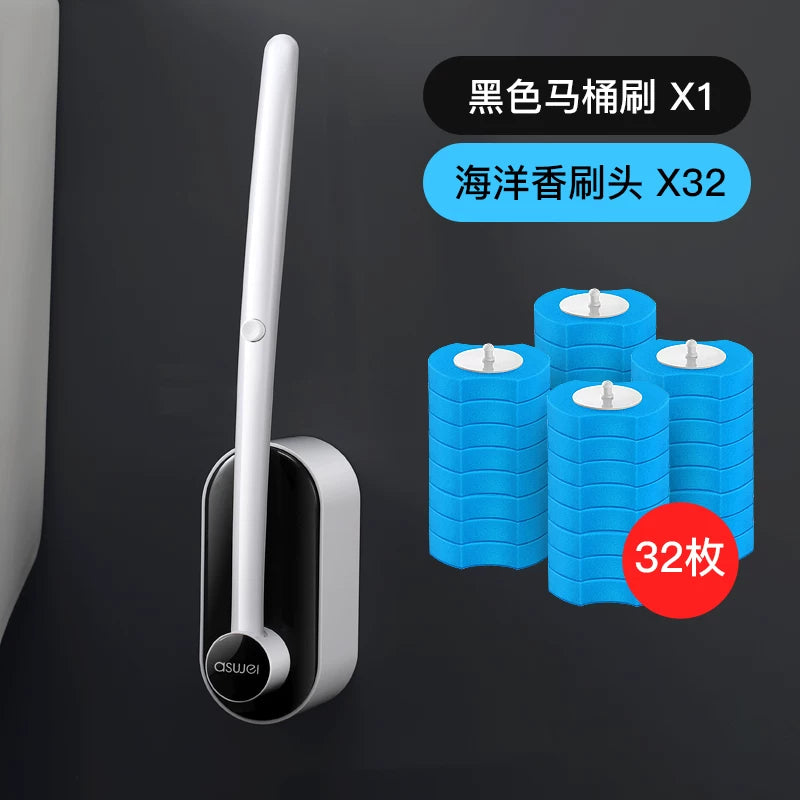 No Dead Angle Replacement Head Wall-Mounted Wash Toilet Brush