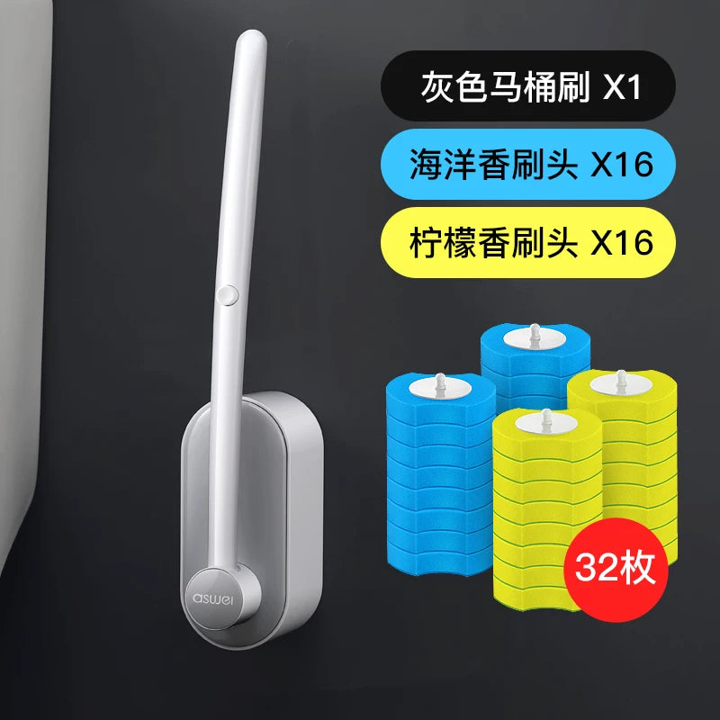 No Dead Angle Replacement Head Wall-Mounted Wash Toilet Brush