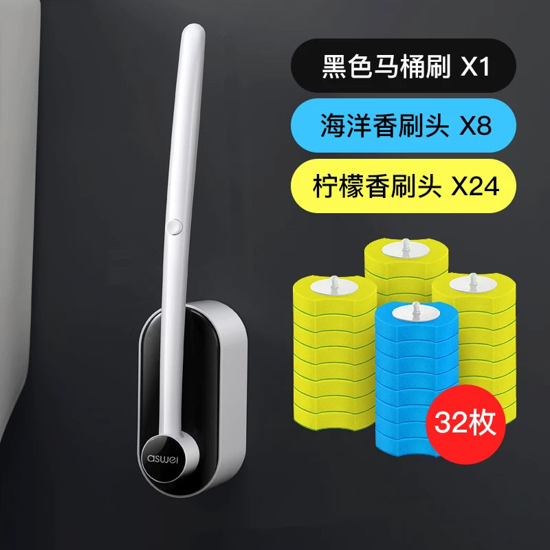 No Dead Angle Replacement Head Wall-Mounted Wash Toilet Brush