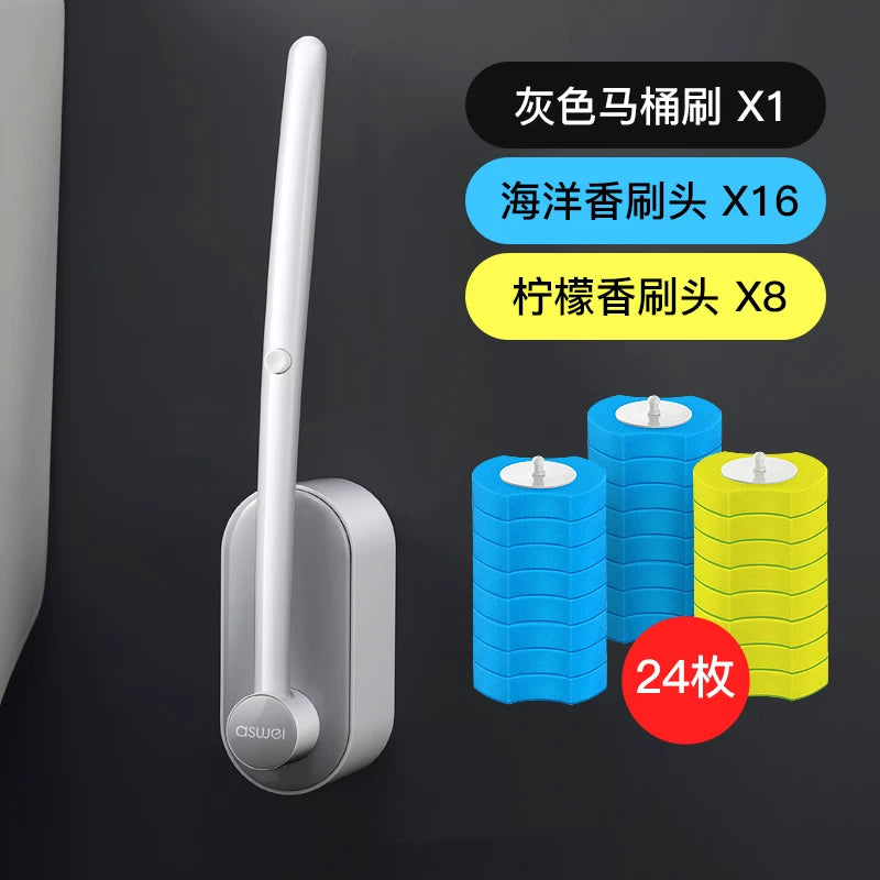 No Dead Angle Replacement Head Wall-Mounted Wash Toilet Brush