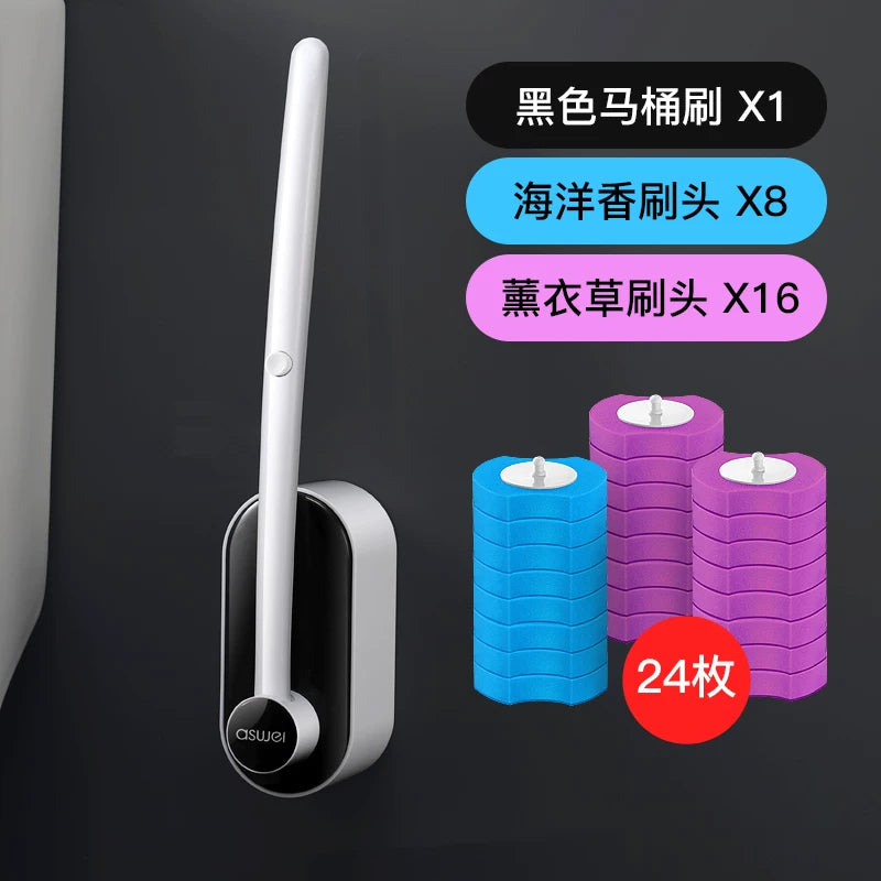 No Dead Angle Replacement Head Wall-Mounted Wash Toilet Brush