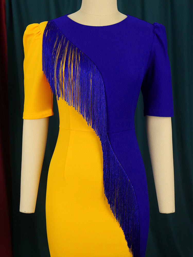 Tassel Dress Women O Neck Birthday Wedding Wear Gowns