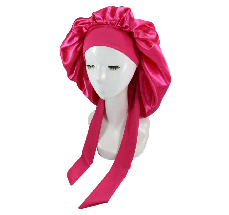 Women Silk Bonnet Home Curly Hair Sleeping Cap Lady Turban Hat