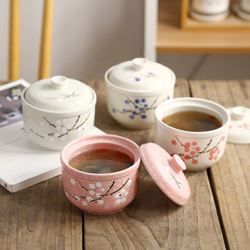 350ML Plum Blossom Ceramic Cookware Soup Pot Cooking Pot