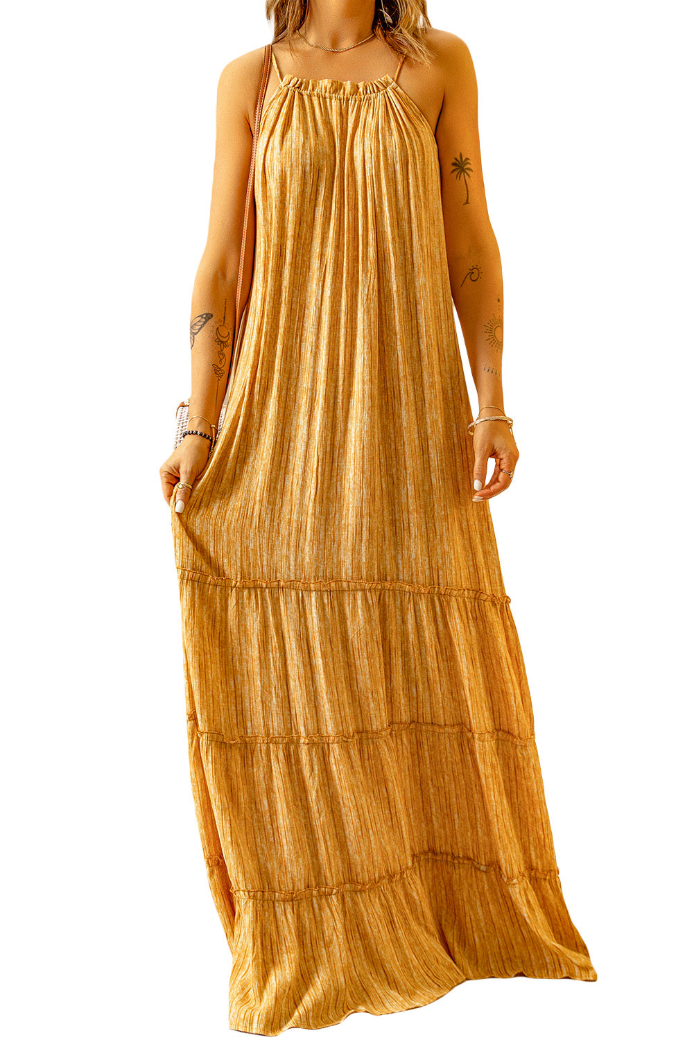 Sleeveless Pleated Maxi Dress