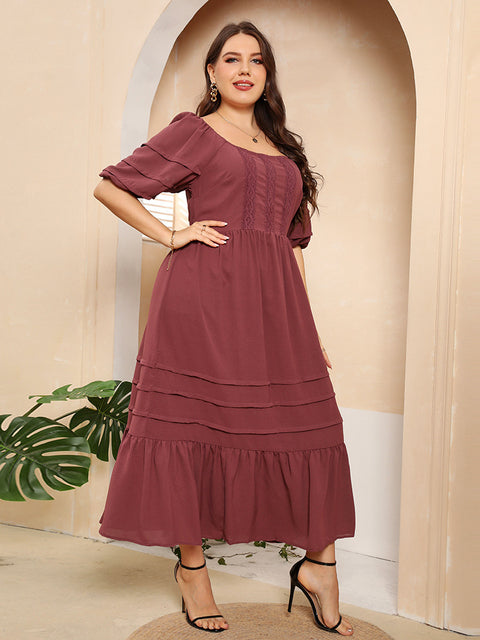 Elegant Women Dresses Plus Size Half Sleeve Casual Gowns