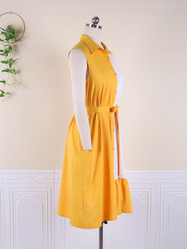 Plus Size Dress Women Sleeveless Vacation Shirt Dresses