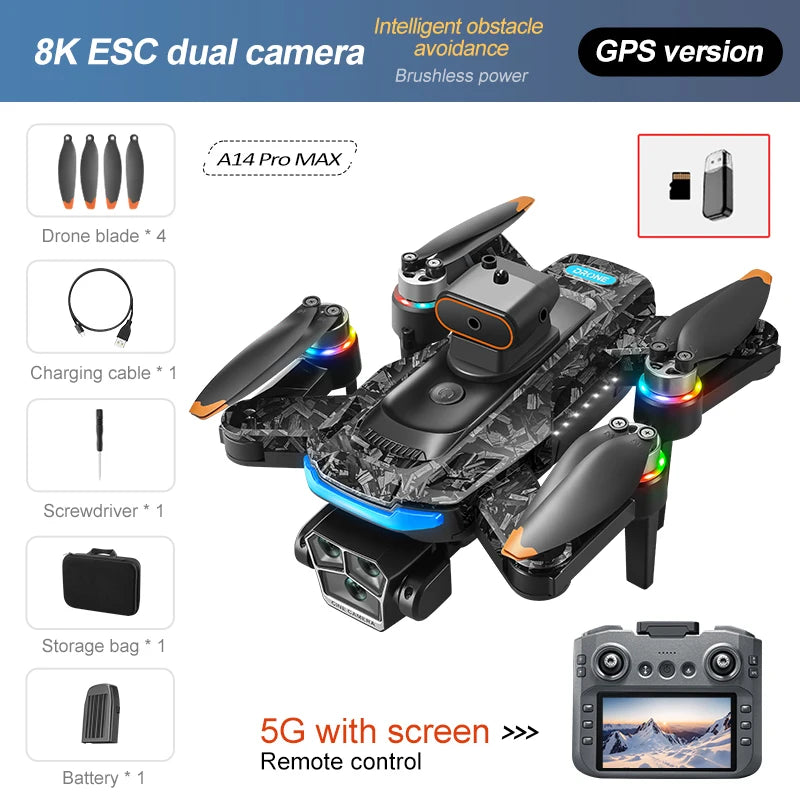 Drone with Camera Professional 4K HD Aerial Photography Dron GPS Return 4.5inch LCD Screen RC Quadcopter Three Camera Drone Toys