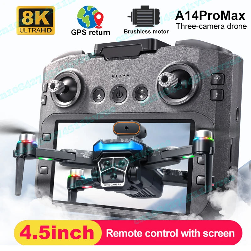 Drone with Camera Professional 4K HD Aerial Photography Dron GPS Return 4.5inch LCD Screen RC Quadcopter Three Camera Drone Toys