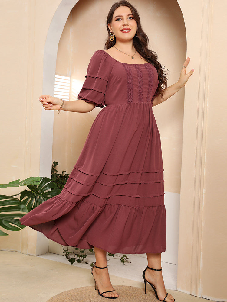 Elegant Women Dresses Plus Size Half Sleeve Casual Gowns