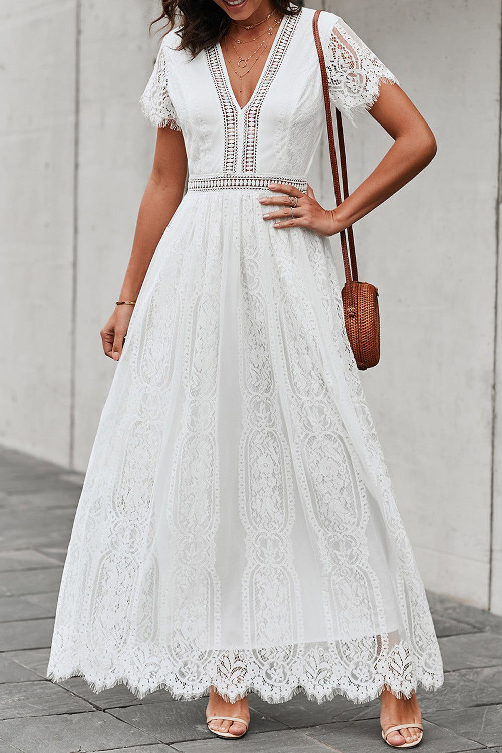 White Fill Your Heart Lace Maxi Dress