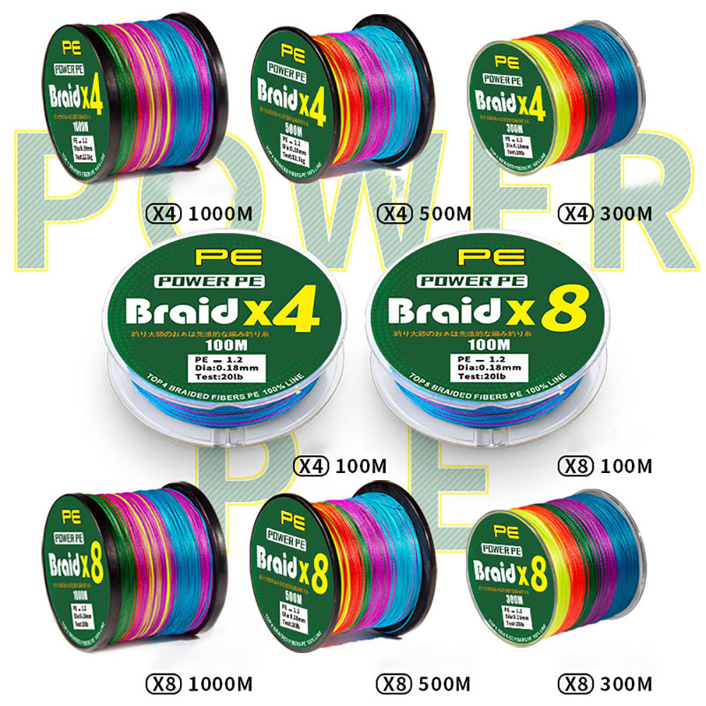 4/8 Strands PE Fishing Line 100M/300M/500M/1000M Braided Line