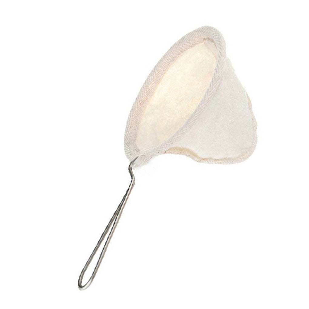 Reusable Coffee Filter Bag Stainless Steel Handle Flannel Cloth Strainer
