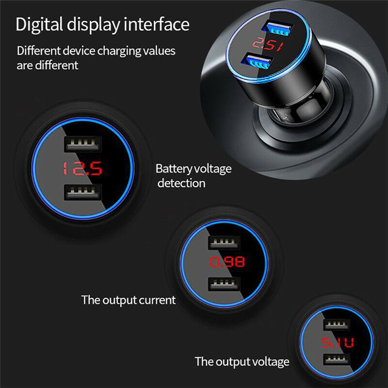 Fast Charging Universal Aluminum Dual USB Car Charger Adapter
