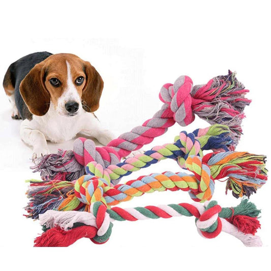 Pet Dog Braided Cotton Rope Bite-resistant Double Knot Dog Chew Toys