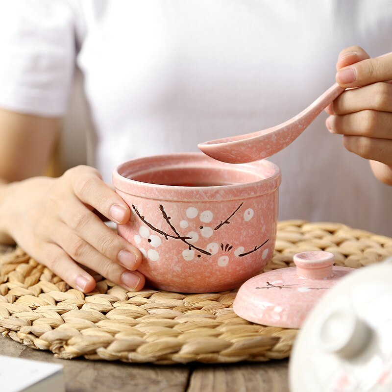 350ML Plum Blossom Ceramic Cookware Soup Pot Cooking Pot