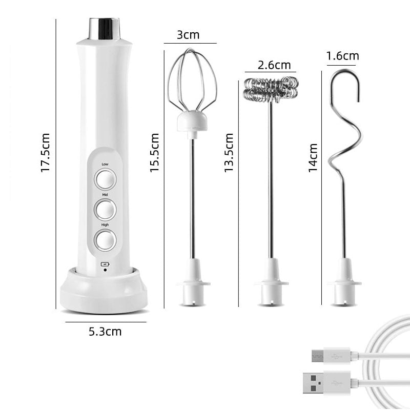 3 In 1 Portable Rechargeable Electric Milk Frother Foam Maker