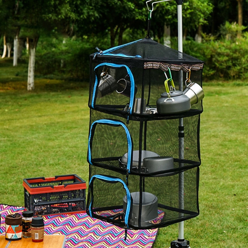Outdoor Foldable Hanging Herb Drying Rack With Side Lanyard Hook