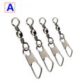100pcs 2-14# Interlock Snap Pin Ball Bearing Swivel Rolling Solid Rings Fishing Connector
