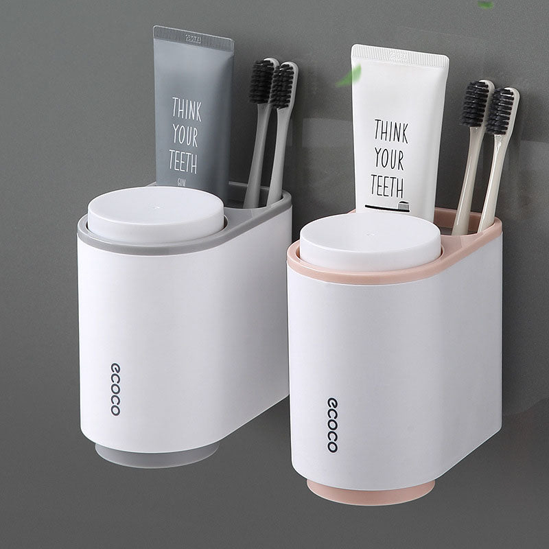Magnetic Mouthwash Cup Toothbrush Holder Inversion Drain Rack