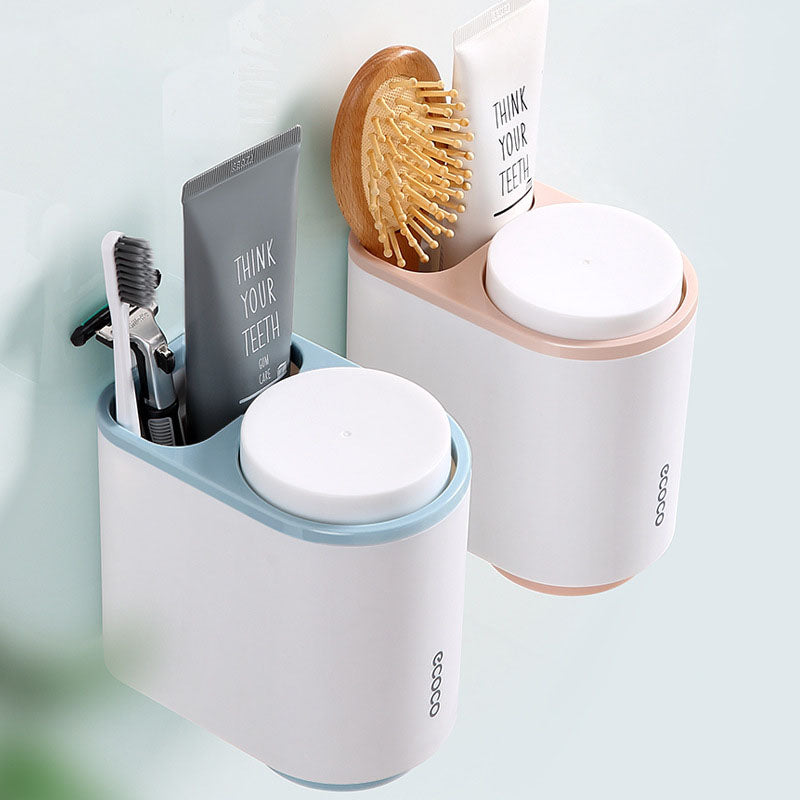 Magnetic Mouthwash Cup Toothbrush Holder Inversion Drain Rack