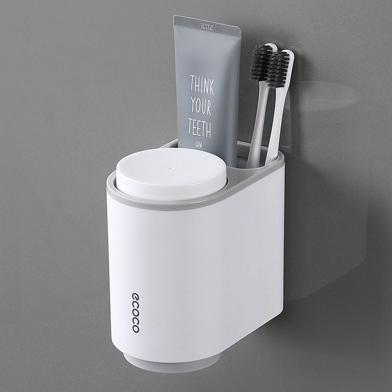 Magnetic Mouthwash Cup Toothbrush Holder Inversion Drain Rack