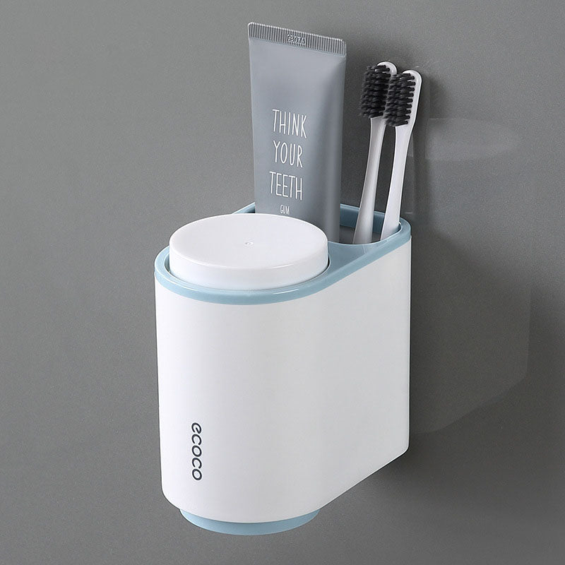 Magnetic Mouthwash Cup Toothbrush Holder Inversion Drain Rack