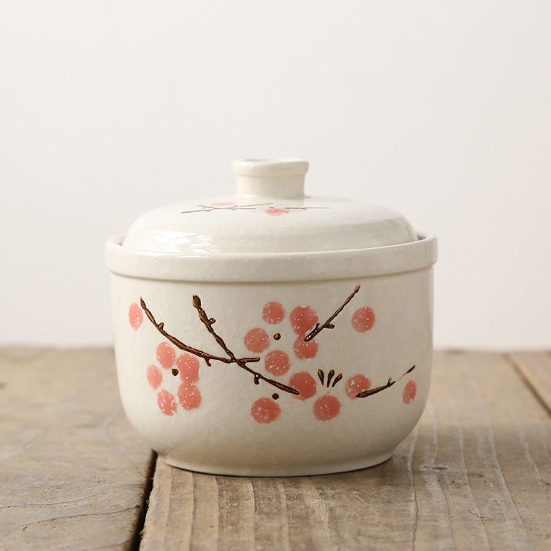 350ML Plum Blossom Ceramic Cookware Soup Pot Cooking Pot