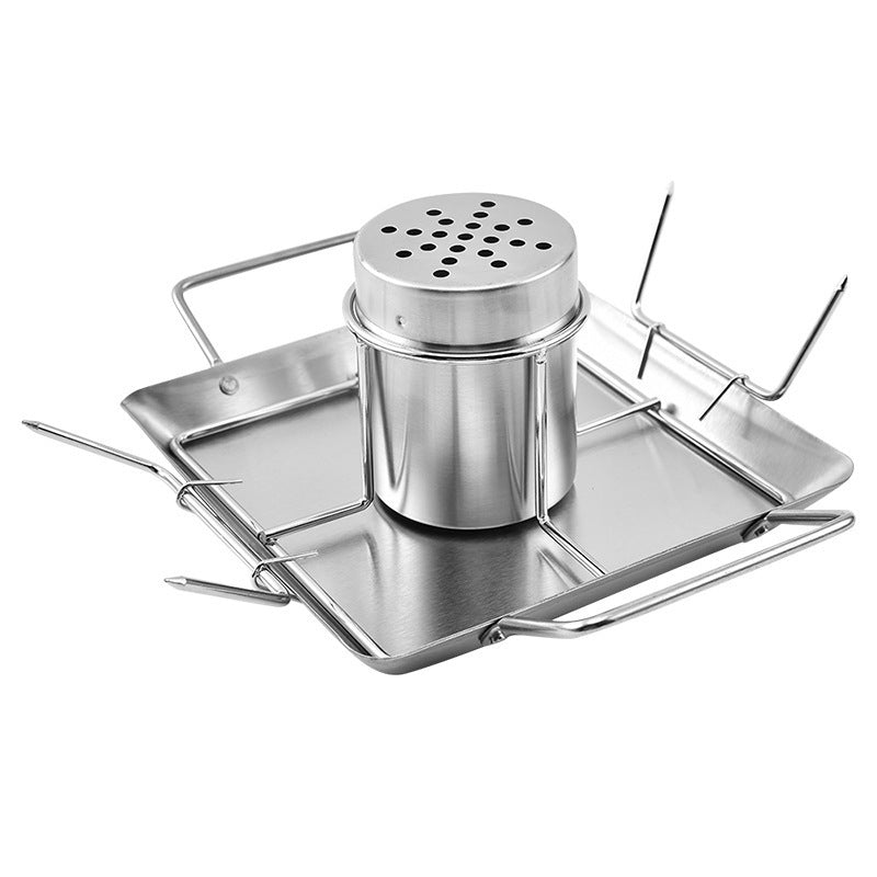 Stainless Steel Beer Can Chicken Roaster Grill Stand with Drip Pan