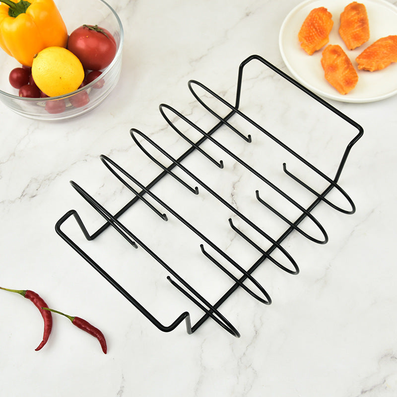 BBQ Grill Steak Holder Roasting Rib Rack Non-Stick Stainless Steel Grilling Rack