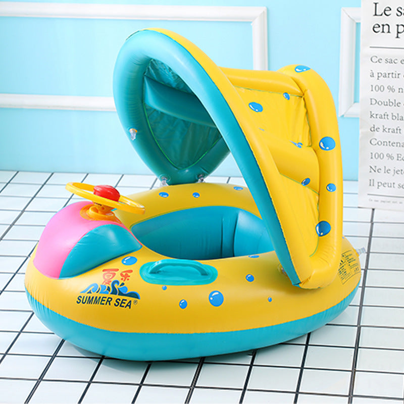 Circle Swimming Inflatable Baby Float With Roof Infant Floating