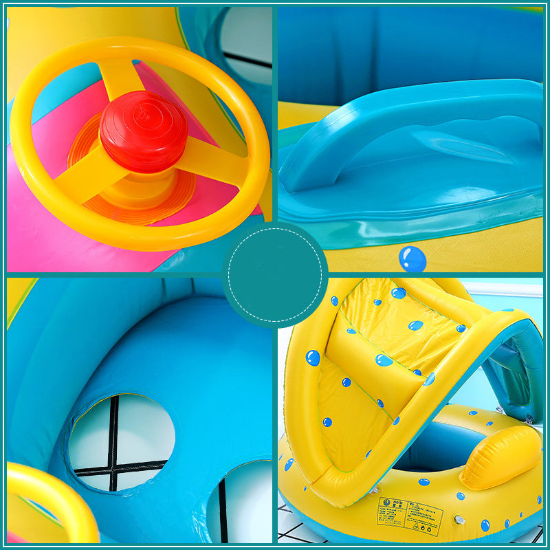 Circle Swimming Inflatable Baby Float With Roof Infant Floating