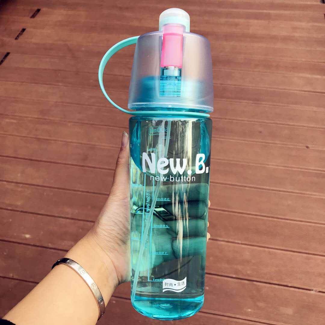 600ml Sport Water Bottle Spray Cool Summer Water Bottle