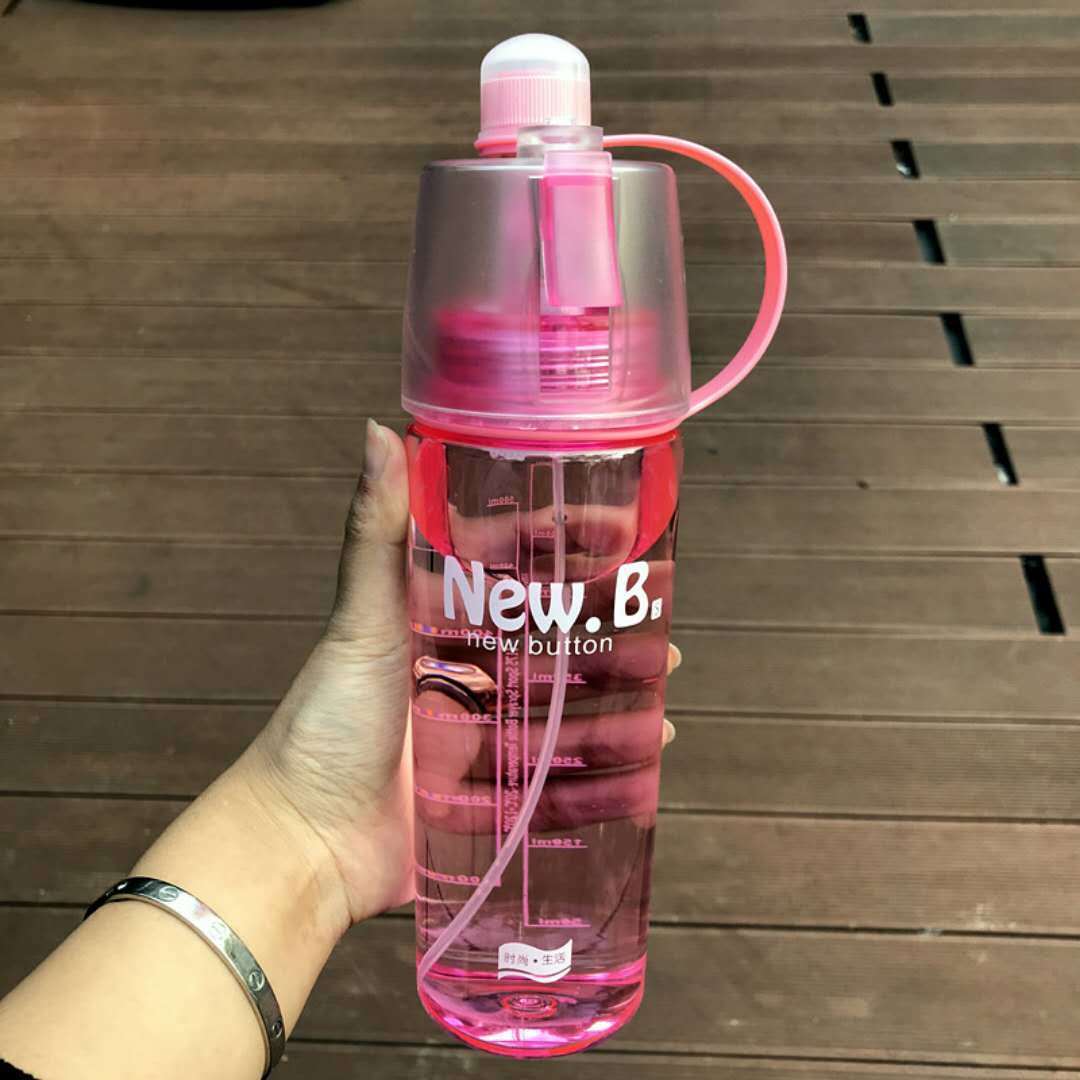 600ml Sport Water Bottle Spray Cool Summer Water Bottle