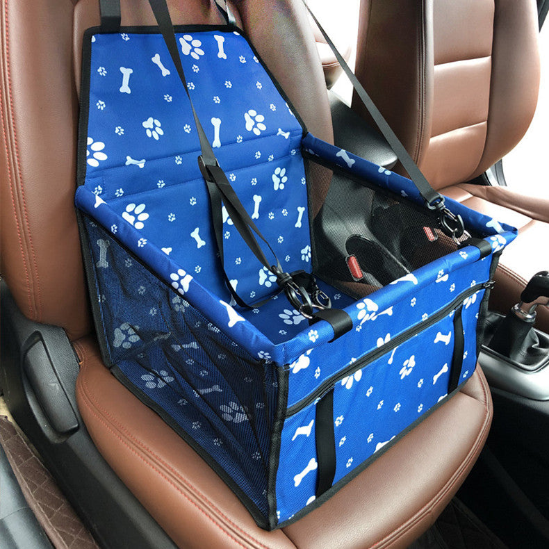 Bone Paw Printed Dog Booster Car Seat Basket With PVC Tube