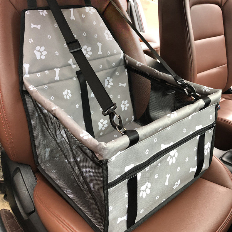 Bone Paw Printed Dog Booster Car Seat Basket With PVC Tube